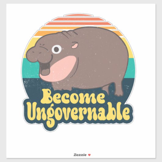Sticker Devenez ingouvernable Funny Baby Hippo Moo Deng Fu (Feuille)
