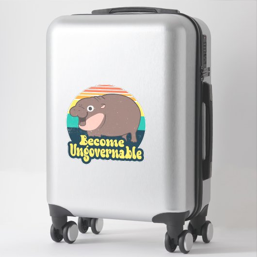 Sticker Devenez ingouvernable Funny Baby Hippo Moo Deng Fu (Sur valise)