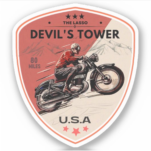Sticker Devil's Tower Road - le lasso Motorcycle road tri (Devant)