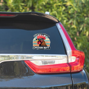 Sticker Devinez quoi Cul de Poulet Drôle Rétro Coq