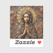 Sticker Dévotion sculptée Marie en bois (Feuille)