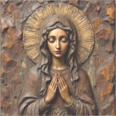 Sticker Dévotion sculptée Marie en bois (Recto)