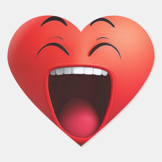 Sticker d'expression de coeur rouge rire (Devant)