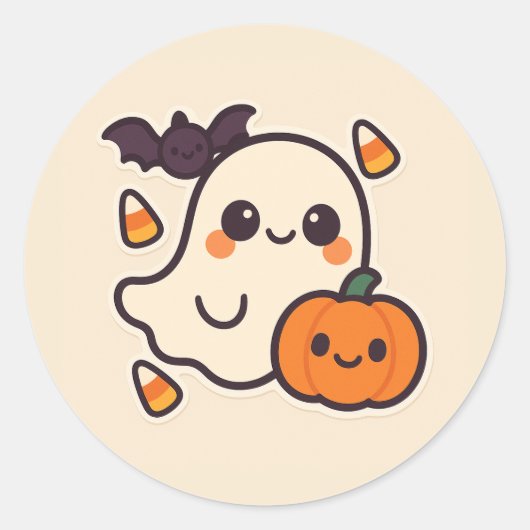 Sticker d'Halloween Ghost Cute Kawaii pour enfants (Devant)