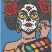 Sticker Dia de los Muertos se maquiller la main tiré (Devant)
