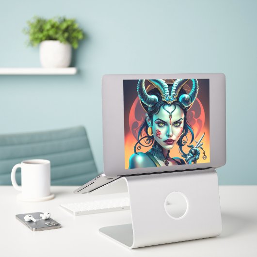Sticker Diable Succubus (Ordinateur portable sur le bureau)