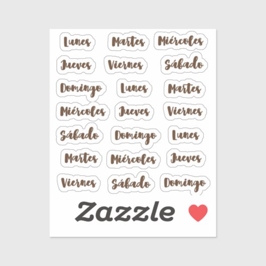 Sticker Dias de la semana minuscule latte (Feuille)