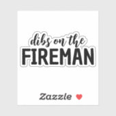 Sticker Dibs sur le pompier, drôle de femme de pompier (Feuille)