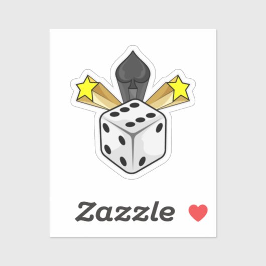 Sticker Dice au Poker avec pique et étoiles (Feuille)