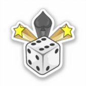 Sticker Dice au Poker avec pique et étoiles (Recto)