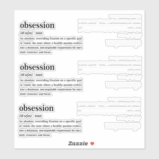 Sticker Dictionnaire Définition d'Obsession Esthétique (Feuille)