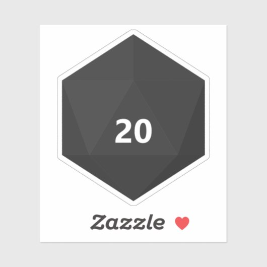 Sticker Die de texte D20 personnalisée | Modèle noir (Feuille)