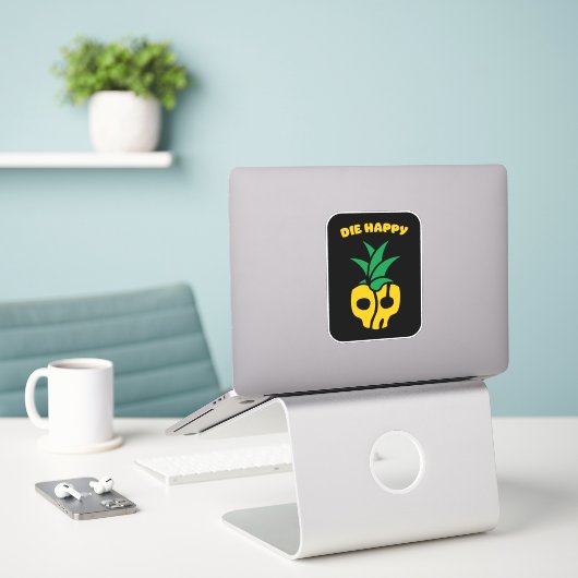 Sticker Die Happy (Ordinateur portable sur le bureau)