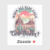 Sticker Dieu n'échoue jamais Desert Cactus Christian (Feuille)