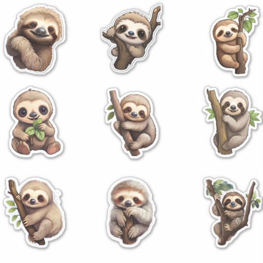 Sticker Différent Style Mignonne Sloth Custom-Cut Vinyl (Devant)