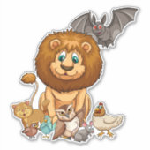 Sticker Différents types d'animaux semblent heureux (Devant)