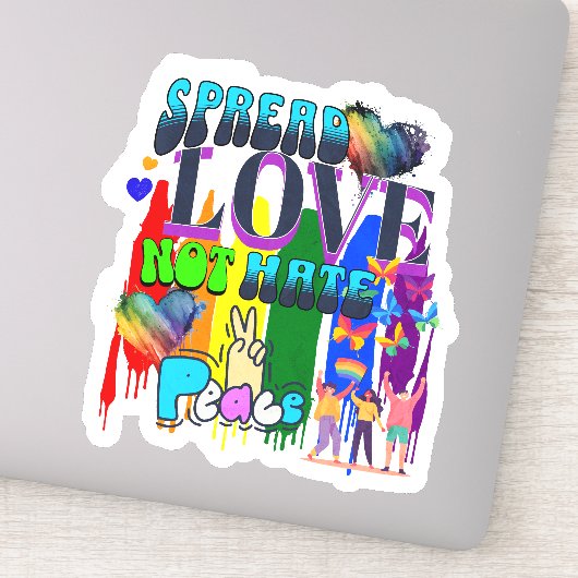 Sticker Diffuser l'amour pas haïr | Fierté LGBTQI+ (Détail)