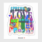 Sticker Diffuser l'amour pas haïr | Fierté LGBTQI+ (Feuille)