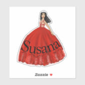 Sticker d'illustration de mode Quinceanera rouge (Feuille)