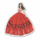 Sticker d'illustration de mode Quinceanera rouge (Devant)
