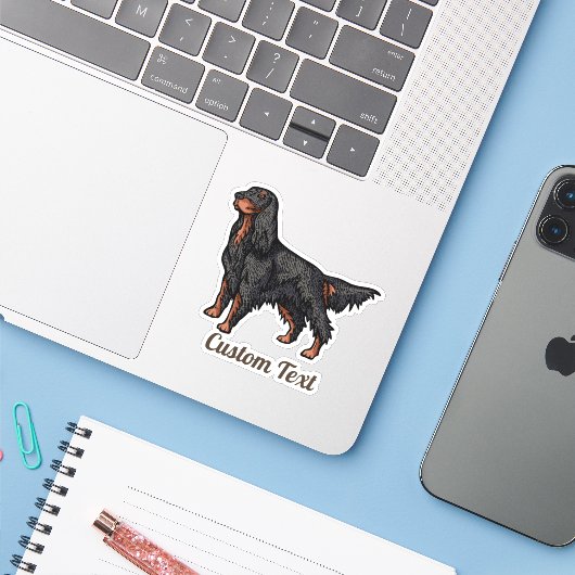 Sticker d'illustration Gordon Setter (Ordinateur portable avec iPhone)