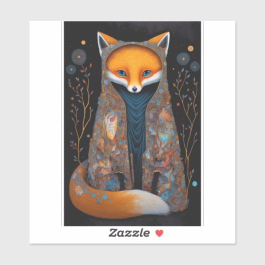 Sticker d'Imaginaire Whimsical Fox Woodland (Feuille)