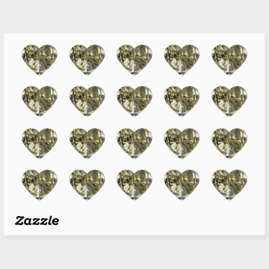 Sticker d'impression en diamant jaune coeur (Feuille)