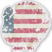Sticker Dinde de Thanksgiving avec drapeau américain (Devant)