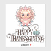 Sticker Dinde de Thanksgiving mignonne (Feuille)