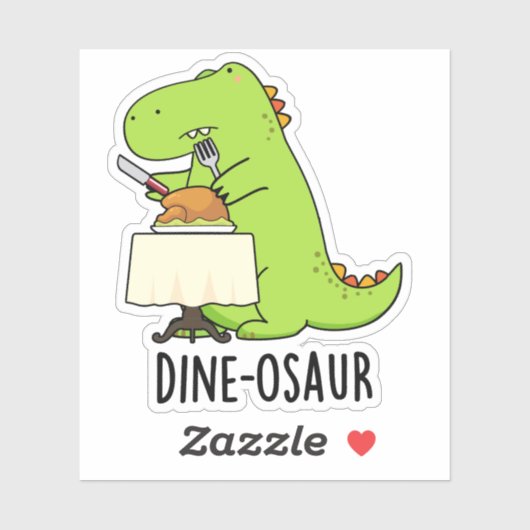 Sticker Dine-osaur Funny Dinosaur Pun (Feuille)
