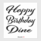 Sticker Dine Prénom Anniversaire de la Broderie noire (Feuille)