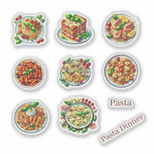 Sticker Dîner aux pâtes mignonnes amateurs de nourriture