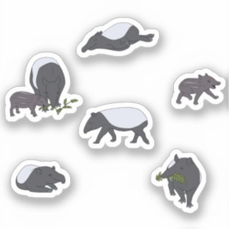 Sticker Dîner de la famille des tapirs en vert