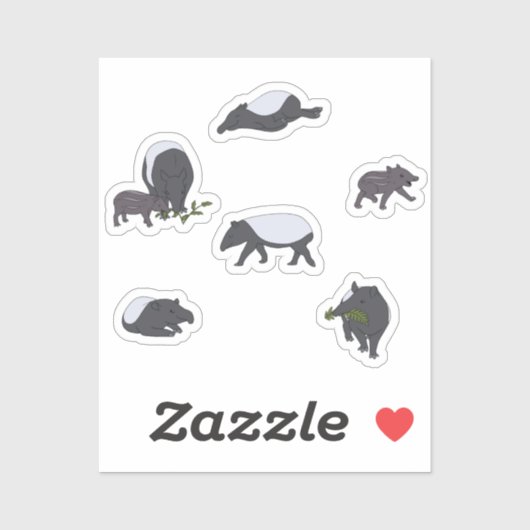 Sticker Dîner en famille Tapir en vert (Feuille)