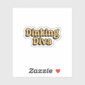 Sticker Dinking Diva Pickleball Yellow Retro Typographie (Feuille)