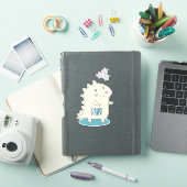Sticker Dino Jaune mignon avec des étoiles joyeuses (Couverture iPad)