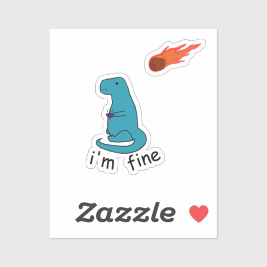 Sticker dino "je vais bien" (Feuille)