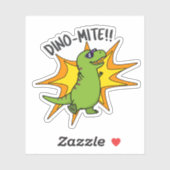 Sticker Dino-mite Funny TRex Dinosaur Pun (Feuille)