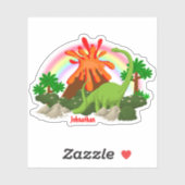 Sticker Dinosaur imaginaire île volcan arc-en-ciel do-it-y (Feuille)