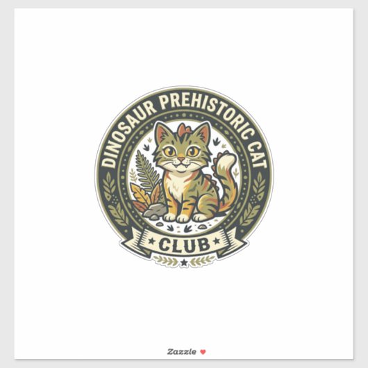 Sticker Dinosaur Préhistorique Chat Chat Graphique Tee Art (Feuille)