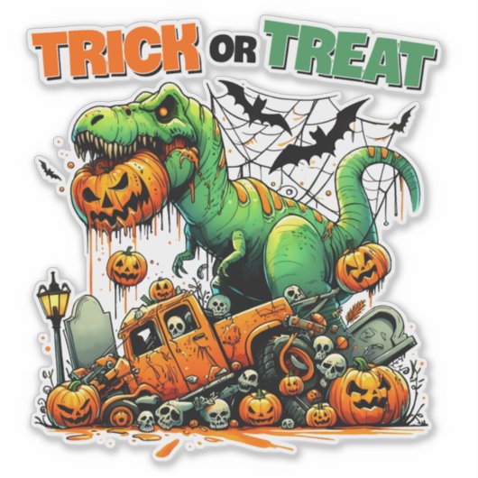 STICKER DINOSAUR PUNS, TRICK OU TRAITEMENT DINO (Devant)