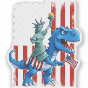 Sticker Dinosaur Statue Liberté 4 juillet Drapeau Américai