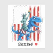 Sticker Dinosaur Statue Liberté 4 juillet Drapeau Américai (Feuille)