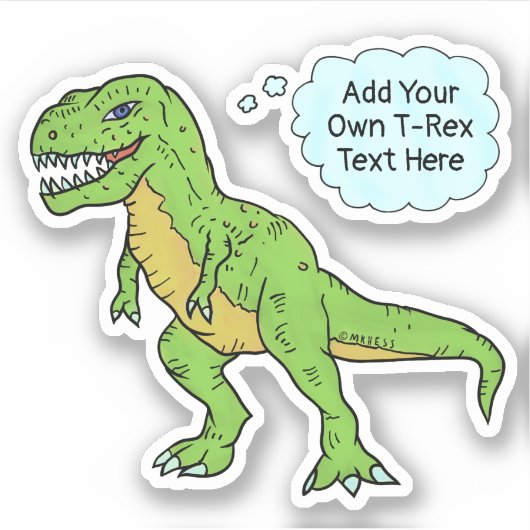 Sticker Dinosaur T Rex Doodle Personnalisé Voix Bubble Dev (Devant)