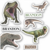Sticker Dinosaur Tyrannosaurs T-rex Nom monogramme (Devant)