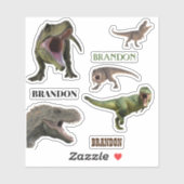 Sticker Dinosaur Tyrannosaurs T-rex Nom monogramme (Feuille)