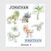 Sticker Dinosaur Tyrannosaurs T-rex Raptor Aquarelle (Feuille)
