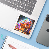 Sticker Dinosaure (Ordinateur portable avec iPhone)