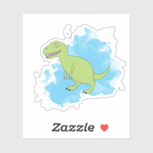 Sticker Dinosaure avec Aquarelle Arrière - plan Design