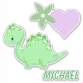 Sticker Dinosaure bébé vert (Devant)